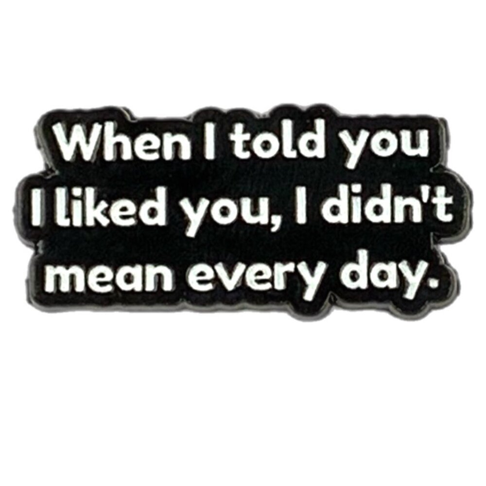When I Told You I Liked You I Didn't Mean Every Day Enamel Pin Funny Black White